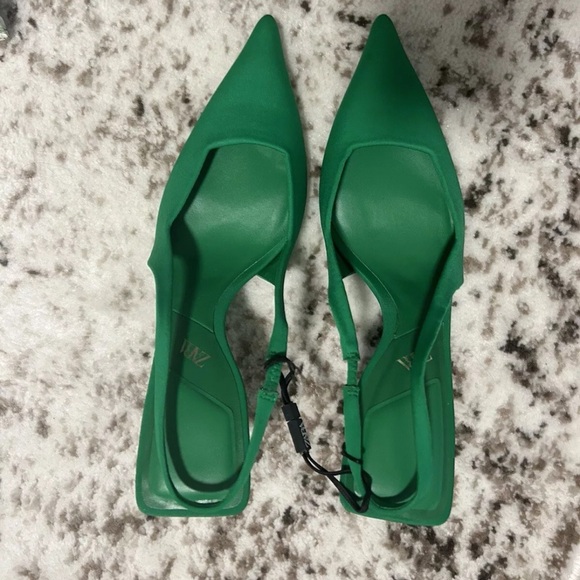 Zara Green Pump Point Toe Size 9 - Picture 5 of 6